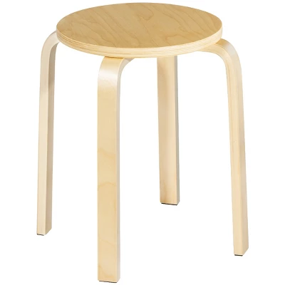 Tangkula 4-set Stacking Stool Birch Natural Wood 18" Round Dining Chair Backless 5 Tangkula 4-set Stacking Stool Birch Natural Wood 18" Round Dining Chair Backless - Image 5