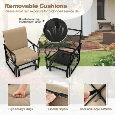 Tangkula 2-Piece Patio Glider Chair Set with Thick Seat & Back Cushions 4 Tangkula 2-Piece Patio Glider Chair Set with Thick Seat & Back Cushions - Image 4
