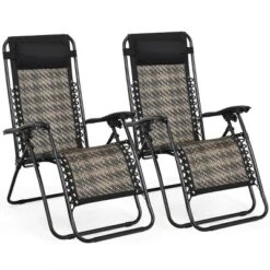 Tangkula Grey Folding Recliner 2PCS Patio Rattan Zero Gravity Lounge Chair With Headrest -Tangkula Shop GUEST 151fe96a b3fb 4b27 93b7 fc89a82c9f26