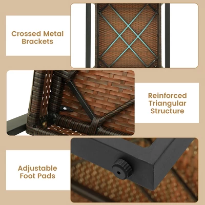 Tangkula 3-Piece Patio Furniture Set: PE Wicker Conversation Set with Acacia Wood Table 5 Tangkula 3-Piece Patio Furniture Set: PE Wicker Conversation Set with Acacia Wood Table - Image 5