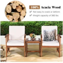 Tangkula 3-Piece Outdoor Acacia Wood Sectional Conversation Sofa Set With Cushions -Tangkula Shop GUEST 155fef66 1c63 481d a64d 3e4cb962c7fd