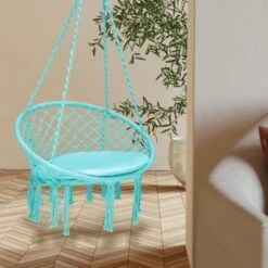 Tangkula Hanging Hammock Chair Macrame Swing Chair With Soft Cushion For Bedroom, Patio, Backyard, Balcony -Tangkula Shop GUEST 156d67e9 c932 4368 8306 137f290dde62
