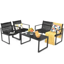 Tangkula 4 PCS Patio Furniture Sofa Set Loveseat Coffee Table For Backyard Balcony & Poolside 9 Tangkula 4 PCS Patio Furniture Sofa Set Loveseat Coffee Table For Backyard Balcony & Poolside -Tangkula Shop GUEST 15817e1b d491 4111 90fb 1766b85d04d6