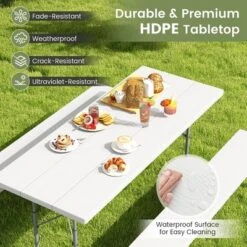 Tangkula 6 FT Folding Picnic Table and Bench Set - All-Weather White HDPE -Tangkula Shop GUEST 15a266ae ccca 4e5c 9ecc 030a317b57f5