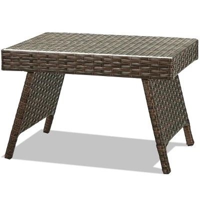 Tangkula Outdoor Wicker Folding Side Table - Portable Rattan Patio Coffee Table 5 Tangkula Outdoor Wicker Folding Side Table - Portable Rattan Patio Coffee Table - Image 5
