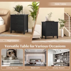 Tangkula 3-Drawer Modern Nightstand Bedside Table Wooden End Table White/Black 17 Tangkula 3-Drawer Modern Nightstand Bedside Table Wooden End Table White/Black -Tangkula Shop GUEST 15d70a81 5e49 4e15 a225 68c99b396366 1