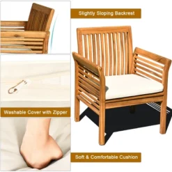 Tangkula 4-Piece Patio Acacia Wood Sofa Set Conversation Table Chairs With Beige Cushions 15 Tangkula 4-Piece Patio Acacia Wood Sofa Set Conversation Table Chairs With Beige Cushions -Tangkula Shop GUEST 16156d57 193f 4307 9208 ad183d79f479