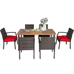 Tangkula 7-Piece Outdoor Patio Dining Set - Acacia Wood Table & Wicker Armchairs 17 Tangkula 7-Piece Outdoor Patio Dining Set - Acacia Wood Table & Wicker Armchairs -Tangkula Shop GUEST 162432c6 63f6 43bc b841 cf1e5a16e404