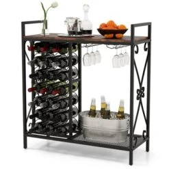 Tangkula Freestanding Floor Drink Rack, Wooden Coffee Bar Table W/ Drink Storage -Tangkula Shop GUEST 162d3d76 e355 4bac 836d 919b6ffe8c83
