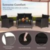 Tangkula 4-Piece Patio Rattan Furniture Set with Cushioned Loveseat and Storage Table