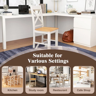 Tangkula Modern Wooden Dining Chairs Set Of 4 W/ High Back Rubber Wood Frame Armless 4 Tangkula Modern Wooden Dining Chairs Set Of 4 W/ High Back Rubber Wood Frame Armless - Image 4