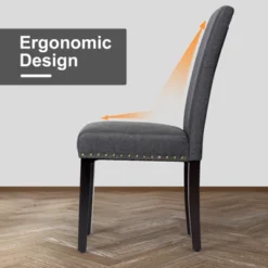 Tangkula 2-Piece Upholstered Linen Fabric Dining Chairs With High Backrest & Padded Seat -Tangkula Shop GUEST 167300da 4a21 40c4 bb35 4b751fbe88df