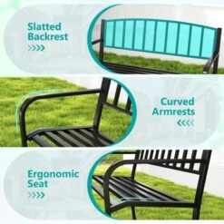 Tangkula 50-Inch Metal Garden Bench with Slatted Backrest and Curved Armrests 16 Tangkula 50-Inch Metal Garden Bench with Slatted Backrest and Curved Armrests -Tangkula Shop GUEST 1681ddcb 6d93 4cf2 8e92 efe67151e985