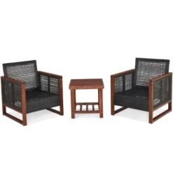 Tangkula 3PCS Patio Rattan Bistro Set Acacia Wood Frame Cushioned Sofa And Side Table 11 Tangkula 3PCS Patio Rattan Bistro Set Acacia Wood Frame Cushioned Sofa And Side Table -Tangkula Shop GUEST 1691f798 380a 4652 a723 70949ca24cf7