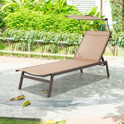 Tangkula Adjustable Outdoor Chaise Lounge with Sun Canopy and Cup Holder 1 Tangkula Adjustable Outdoor Chaise Lounge with Sun Canopy and Cup Holder