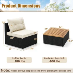 Tangkula 5 Pieces Outdoor Patio Furniture Set Sectional PE Rattan Sofa Set With Cushions And Acacia Wood Coffee Table -Tangkula Shop GUEST 16d17ad1 08c0 4adc acb7 2d6fc8f6fe65