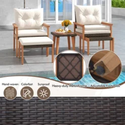 Tangkula 5 Pieces PE Rattan Patio Conversation Set Wicker Chairs With Square Coffee Table Ottomans & Soft Cushions 14 Tangkula 5 Pieces PE Rattan Patio Conversation Set Wicker Chairs With Square Coffee Table Ottomans & Soft Cushions -Tangkula Shop GUEST 1709db03 6589 4aa1 9ebc d90c826c15cf
