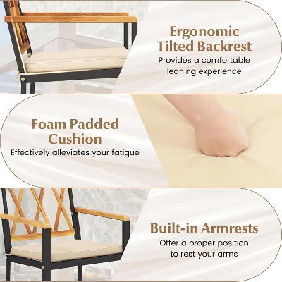 Tangkula Patio Dining Chairs Set Of 4 Metal Outdoor Chairs W/ Removable Padded Cushions 6 Tangkula Patio Dining Chairs Set Of 4 Metal Outdoor Chairs W/ Removable Padded Cushions - Image 6