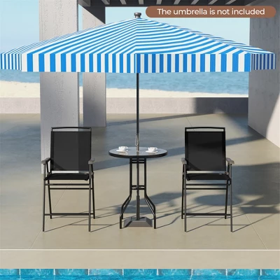 Tangkula 3-Piece Outdoor Bar Set Counter Height Patio Bistro Furniture Set W/ DPC Tabletop & Umbrella Hole 1 Tangkula 3-Piece Outdoor Bar Set Counter Height Patio Bistro Furniture Set W/ DPC Tabletop & Umbrella Hole