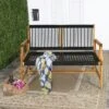 Tangkula 2-Person Acacia Wood & Woven Rope Patio Loveseat