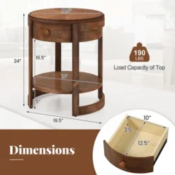 Tangkula 2PCS Nightstand W/ Shelf & Wood Grains Drawer Round End Table For Living Room -Tangkula Shop GUEST 177899cb aea6 41ca a01f 110a6b891e0c