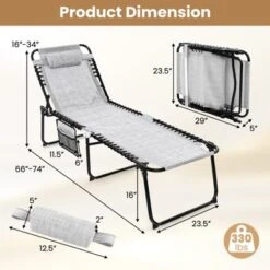 Tangkula Foldable Beach Chaise Lounge Chair with Adjustable Pillow & 4-Position Recline 17 Tangkula Foldable Beach Chaise Lounge Chair with Adjustable Pillow & 4-Position Recline -Tangkula Shop GUEST 17947fbe 4021 44de 822d 9cfab6b89b86