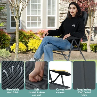 Tangkula 2PCS Patio Folding Chairs Back Adjustable Reclining Padded Garden Furniture 6 Tangkula 2PCS Patio Folding Chairs Back Adjustable Reclining Padded Garden Furniture - Image 6