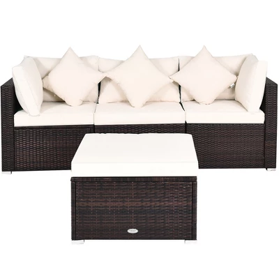 Tangkula 4PCS Patio Rattan Wicker Sectional Sofa Set Conversation Furniture Set W Cushion 2 Tangkula 4PCS Patio Rattan Wicker Sectional Sofa Set Conversation Furniture Set W Cushion - Image 2