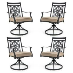 Tangkula Patio Metal Swivel Chairs Set Of 4 Fabric Bistro Chairs W/ Curved Armrests 17 Tangkula Patio Metal Swivel Chairs Set Of 4 Fabric Bistro Chairs W/ Curved Armrests -Tangkula Shop GUEST 18831aef afcd 41e0 9939 6a45f420b68a