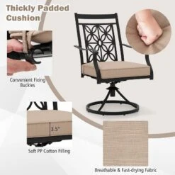 Tangkula Patio Metal Swivel Chairs Set Of 4 Fabric Bistro Chairs W/ Curved Armrests 12 Tangkula Patio Metal Swivel Chairs Set Of 4 Fabric Bistro Chairs W/ Curved Armrests -Tangkula Shop GUEST 18d1a881 66ae 4f0e 9ef0 beb0c1949eae