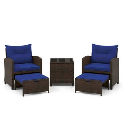 Tangkula 5-Piece Rattan Patio Furniture Set with 2 Ottomans and Coffee Table 9 Tangkula 5-Piece Rattan Patio Furniture Set with 2 Ottomans and Coffee Table - Image 9
