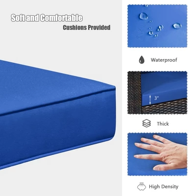 Tangkula 3-Piece Patio Wicker Rattan Conversation Set with Acacia Wood & Cushions 5 Tangkula 3-Piece Patio Wicker Rattan Conversation Set with Acacia Wood & Cushions - Image 5