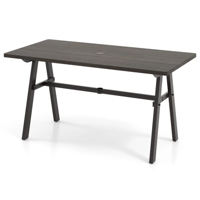 Tangkula 59" X 29.5" Rectangle Rustproof Patio Dining Table W/ 1.93" Umbrella Hole 4 Tangkula 59" X 29.5" Rectangle Rustproof Patio Dining Table W/ 1.93" Umbrella Hole - Image 4