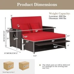 Tangkula Rattan Loveseat Set Daybed Lounge Storage Ottoman Side Tables Adjust Red Patio 6 Tangkula Rattan Loveseat Set Daybed Lounge Storage Ottoman Side Tables Adjust Red Patio -Tangkula Shop GUEST 19474de6 daf2 4a7e b7f8 1766c6725846