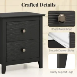 Tangkula Modern Nightstand W/ Storage 2 Drawers & Support Legs For Bedroom Black -Tangkula Shop GUEST 19654ec6 2b51 440f b598 6fb6ce0509bc