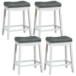 Tangkula 4 PCS Saddle Bar Stools Backless Nailhead Counter Stool With Grey Cushions White/Coffee -Tangkula Shop GUEST 197a2df8 7f4e 4132 9e14 f33686d2fe01