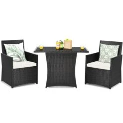Tangkula 3-Piece Patio Rattan Dining Set: Space-Saving Bistro Set with Cushions -Tangkula Shop GUEST 198393ab 8034 4fda 9b4c 1d47fd3e37fd