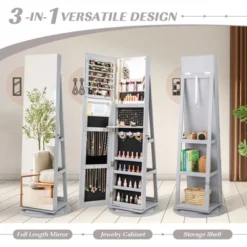 Tangkula 360° Rotating Mirrored Jewelry Cabinet Armoire 3 Color LED Modes Lockable Gray 11 Tangkula 360° Rotating Mirrored Jewelry Cabinet Armoire 3 Color LED Modes Lockable Gray -Tangkula Shop GUEST 199186a8 e03b 4d1a 83fb eb26a34d6deb