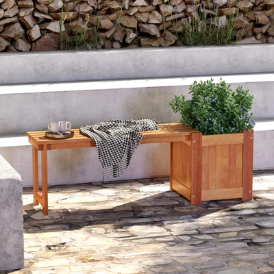 Tangkula 2-in-1 Wooden Garden Bench with Integrated Planter Box 2 Tangkula 2-in-1 Wooden Garden Bench with Integrated Planter Box - Image 2