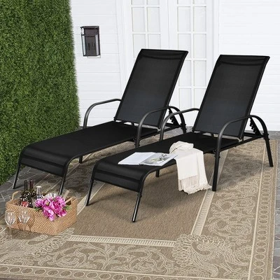 Tangkula 2PCS Adjustable Chaise Lounge Chair Recliner Patio Yard Outdoor W/ Armrest Black 1 Tangkula 2PCS Adjustable Chaise Lounge Chair Recliner Patio Yard Outdoor W/ Armrest Black
