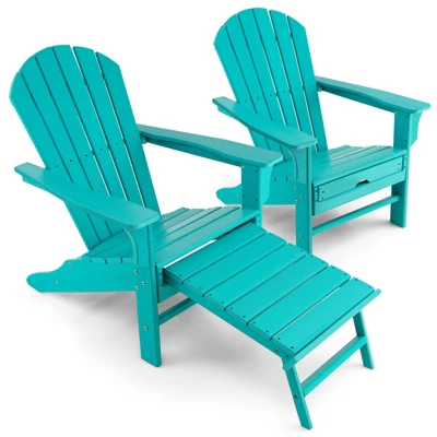 Tangkula 2PCS HDPE Adirondack Chair W/Ergonomic Design&Ottoman Outdoor Lounge Armchair Chair For Yard&Patio Black/Coffee/Grey/Turquoise/White 8 Tangkula 2PCS HDPE Adirondack Chair W/Ergonomic Design&Ottoman Outdoor Lounge Armchair Chair For Yard&Patio Black/Coffee/Grey/Turquoise/White - Image 8
