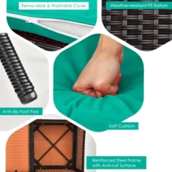 Tangkula Patio Loveseat 2 Person Cushioned Seats With Center Table Outdoor Rattan Furniture Set Turquoise/ Red -Tangkula Shop GUEST 1a64c75d ec61 4dfe ab35 905db55bf19a