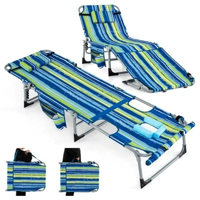 Tangkula 2 PCS Folding Chaise Lounge Chair Sunbathing Recliner with Face Hole 9 Tangkula 2 PCS Folding Chaise Lounge Chair Sunbathing Recliner with Face Hole - Image 9