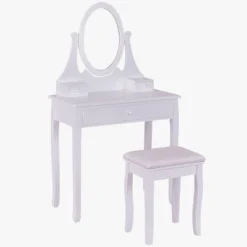 Tangkula Mirrored Dressing Table Wooden Vanity Makeup Unit W/ Cushioned Stool 15 Tangkula Mirrored Dressing Table Wooden Vanity Makeup Unit W/ Cushioned Stool -Tangkula Shop GUEST 1ab1fee2 debb 4c2a 8c66 8921b4531ba2
