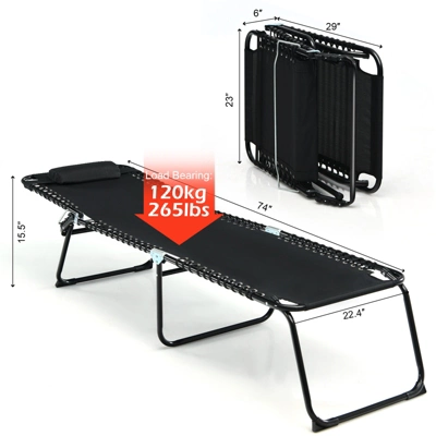 Tangkula Foldable Beach Chaise Lounge Chair with Adjustable Pillow & 4-Position Recline 1 Tangkula Foldable Beach Chaise Lounge Chair with Adjustable Pillow & 4-Position Recline