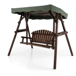 Tangkula 2-Person Wooden Garden Swing Bench Chair with Adjustable Canopy -Tangkula Shop GUEST 1b059053 4204 4c9d b336 f7e18056b612
