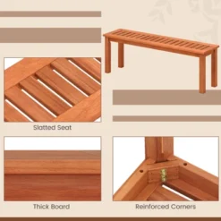 Tangkula Solid Wood Outdoor Bench - Backless Slatted Dining Seat -Tangkula Shop GUEST 1b9e7001 c85d 4767 ad27 a8d62b4ddf38