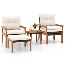 Tangkula 5 Pieces PE Rattan Patio Conversation Set Wicker Chairs With Square Coffee Table Ottomans & Soft Cushions 17 Tangkula 5 Pieces PE Rattan Patio Conversation Set Wicker Chairs With Square Coffee Table Ottomans & Soft Cushions -Tangkula Shop GUEST 1bca2772 f14c 4aab 95df 2fa32009ba7a