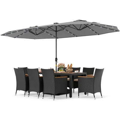 Tangkula 11-Piece Patio Dining Set with 15ft Double-Sided Umbrella & Base 8 Tangkula 11-Piece Patio Dining Set with 15ft Double-Sided Umbrella & Base - Image 8