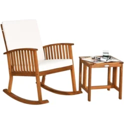 Tangkula 2PCS Patio Wooden Rocking Chair Set Garden Outdoor W/ Coffee Table Cushion -Tangkula Shop GUEST 1beb736f cc61 436c 8341 219f464107af